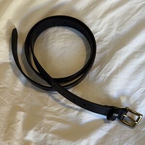 J. Crew Black Leather Belt with Gold Buckle